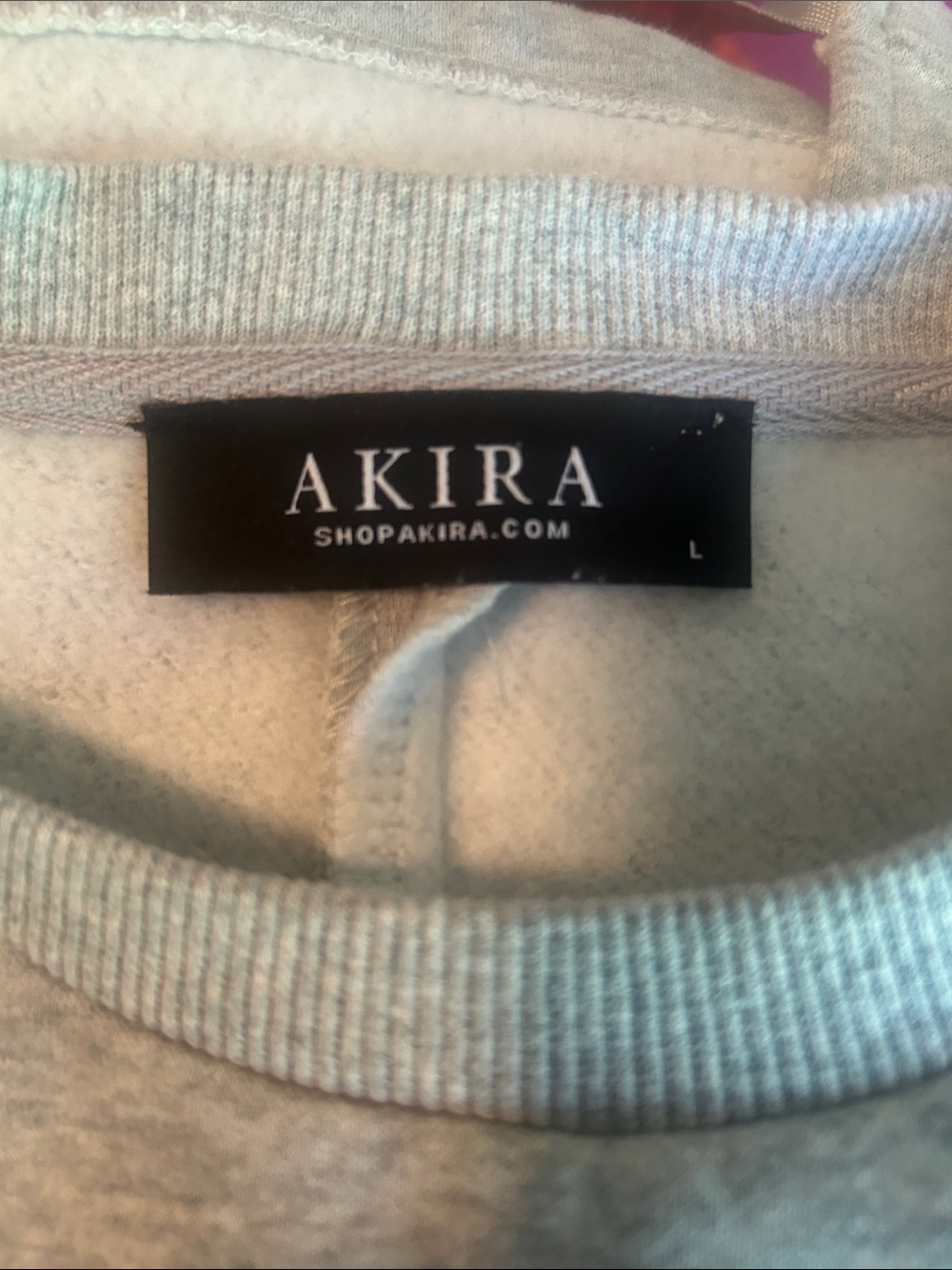 Akira Gray crop sweatshirt with cutout back and latch - Picture 2 of 7